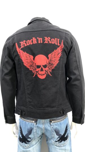 Jeansjacka svart/grå m döskalletryck