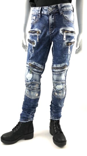 Stretchjeans med detaljer dragkedjor