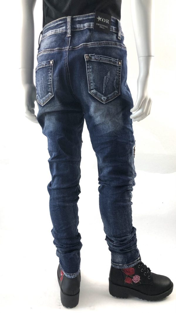 Stretchjeans med strassdöskallar - Bild 3