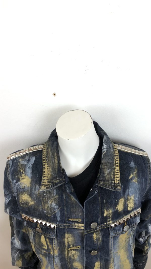 JEANSJACKA MED DÖSKALLETRYCK OCH MELERINGAR 164-176 CL - Bild 3