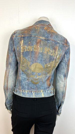 JEANSJACKA DÖSKALLETRYCK